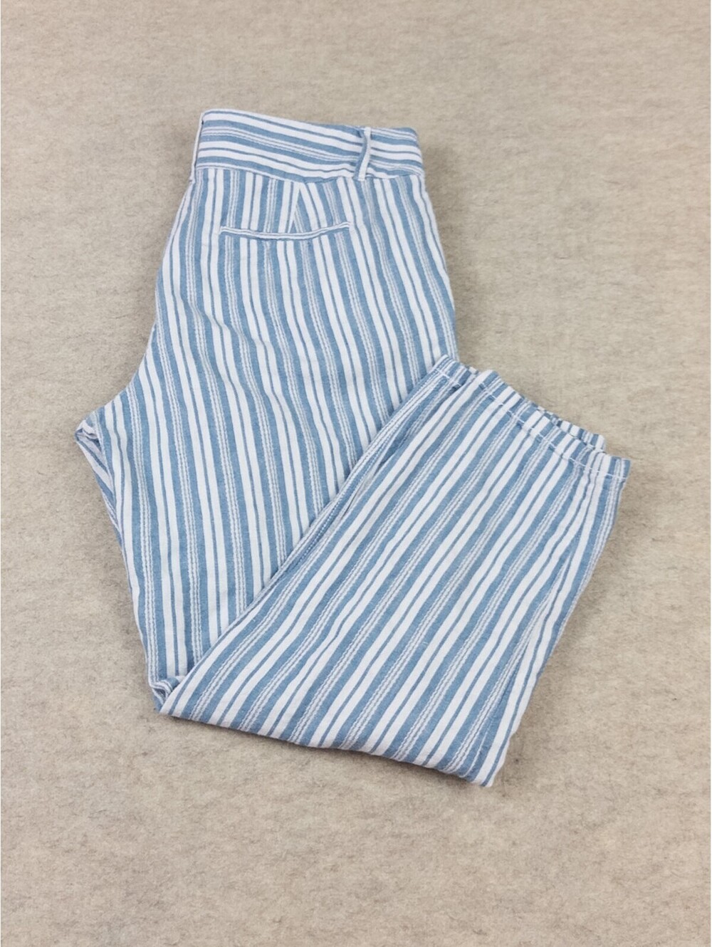 LOFT Marisa Blue and White Striped Linen Cotton Pants Size 6